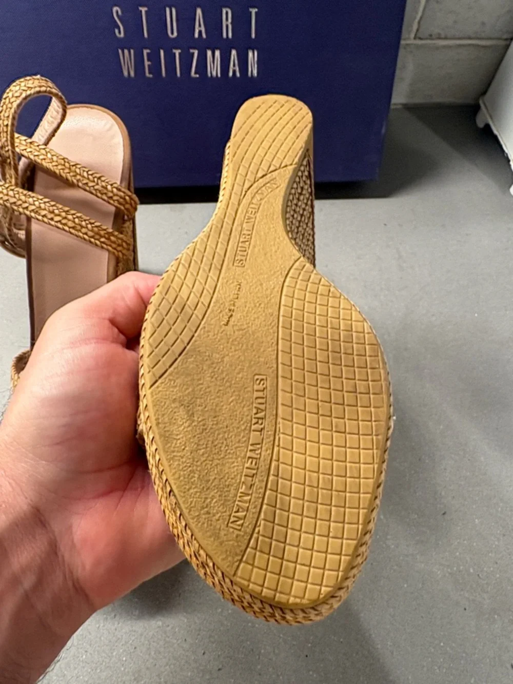Stuart Weitzman Braided Tan Wedge Sandals - Picture 4 of 6